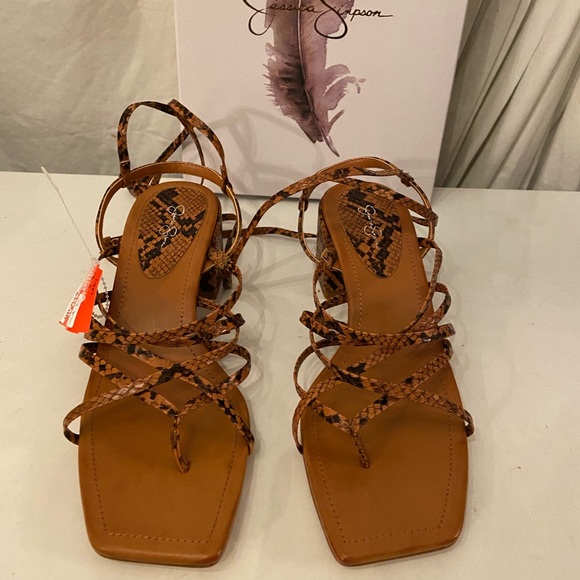 Jessica Simpson Shoes - Jessica Simpson brown wild snake print block heel sandals size 7.5 NIB
